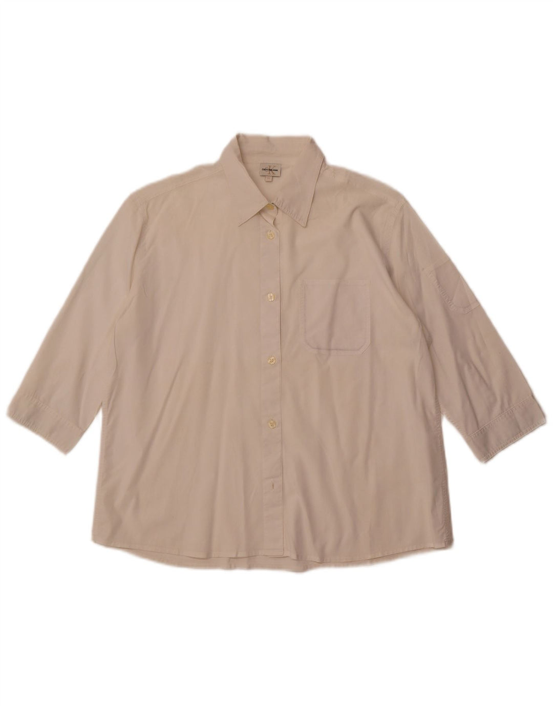 CALVIN KLEIN JEANS Γυναικείο πουκάμισο 3/4 μανίκι UK 16 μεγάλο σε ανοιχτό λευκό