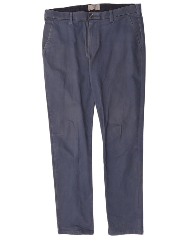 Marks & Spencer Mens Cargo Skinny παντελόνι Chino W34 L31 Navy Blue Cotton