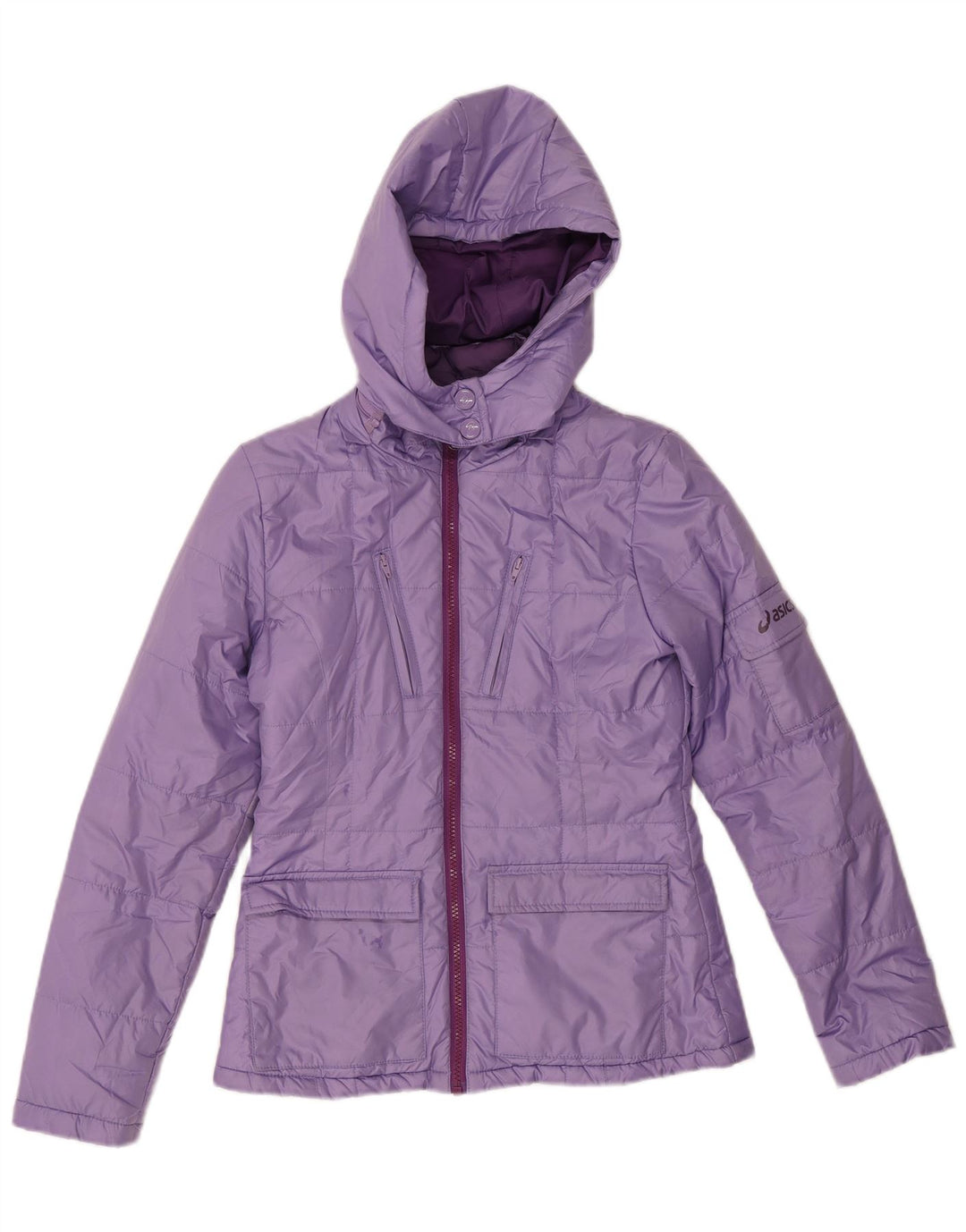 Asics Γυναικείο μπουφάν με κουκούλα UK 10 Small Purple Polyester