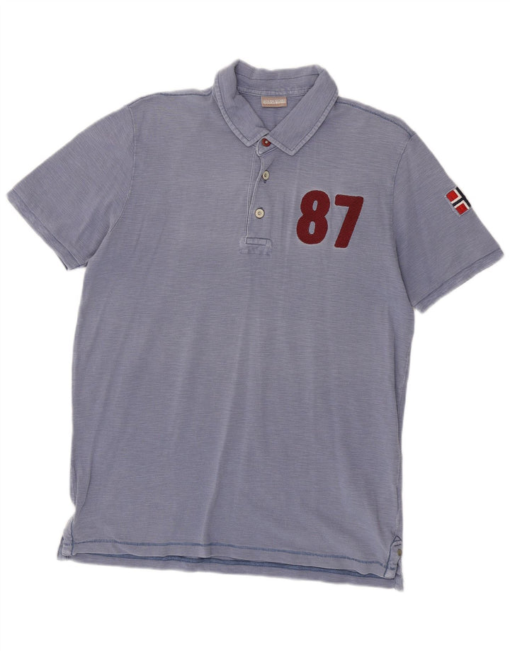 Ανδρικό πουκάμισο Napapijri Geographic Graphic Polo μεγάλο μπλε βαμβακερό