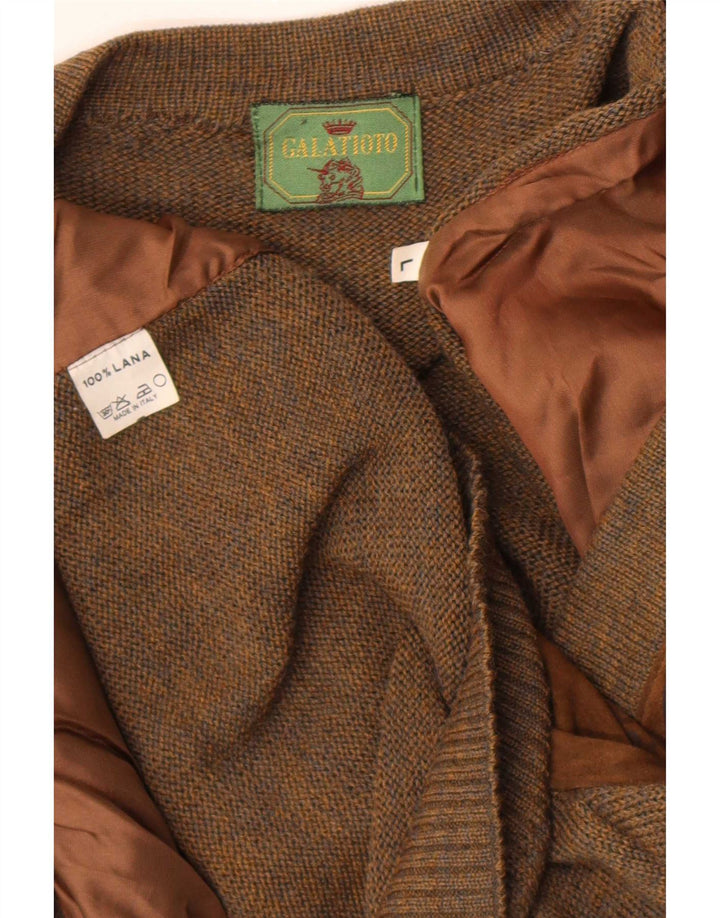 Vintage Ανδρικό Suede Ζακέτα πουλόβερ Μεγάλο Καφέ Γεωμετρικό Μαλλί
