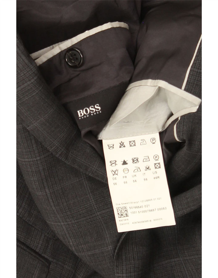 Hugo Boss Ανδρικό σακάκι μπλέιζερ με 2 κουμπιά EU 56 3XL Grey Check Wool