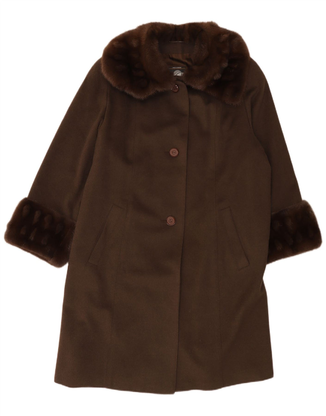 VINTAGE Γυναικείο Oversized Πανωφόρι UK 14 Large Khaki Wool