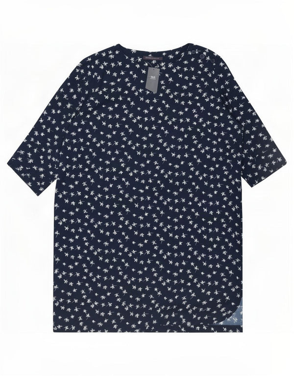 Marks & Spencer Γυναικείο φόρεμα 3/4 Sleeve Shift UK 22 3XL Navy Blue Floral