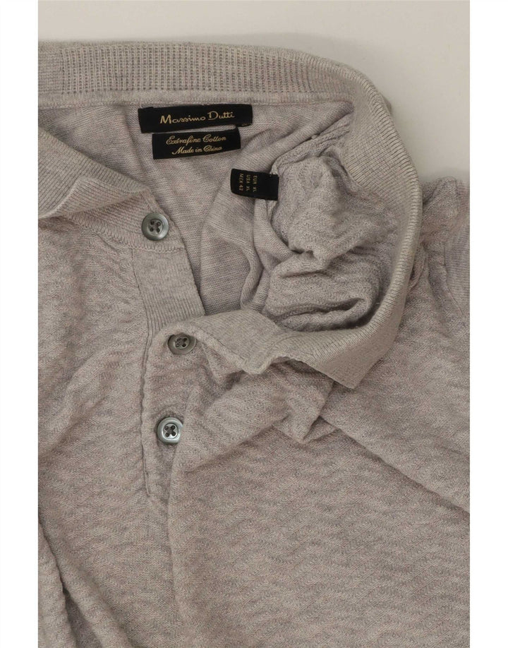 Massimo Dutti Ανδρικό πουλόβερ Polo με λαιμόκοψη XL Γκρι βαμβακερό