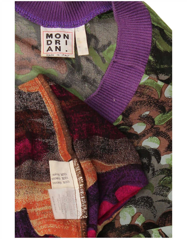 VINTAGE Γυναικεία Abstract Pattern Μπλούζα Top UK 14 Large πολύχρωμη