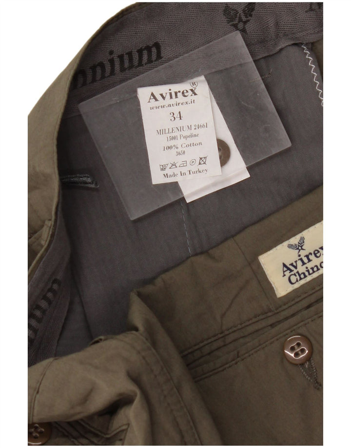 Ανδρικό ίσιο παντελόνι Chino AVIREX W34 L28 Χακί βαμβακερό