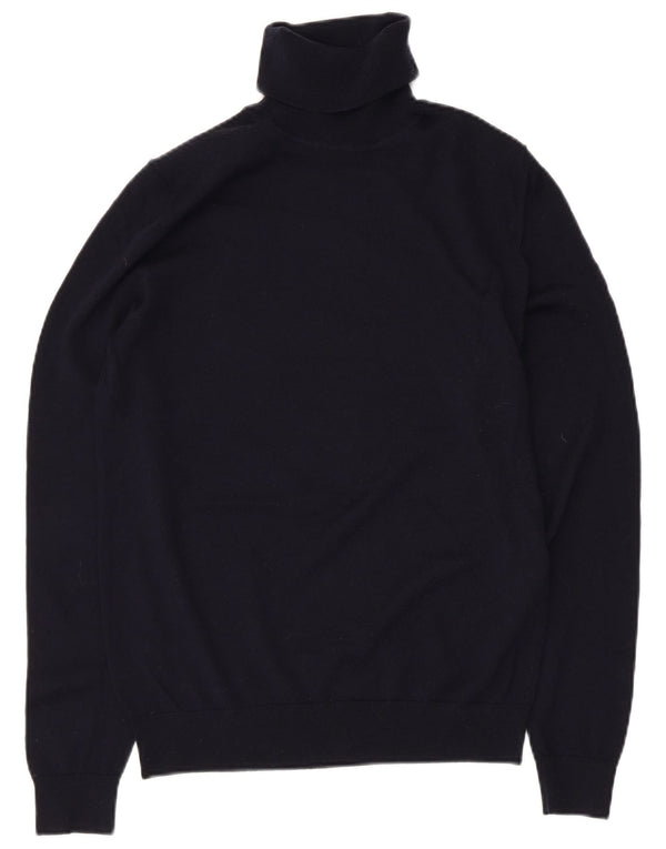Reiss Mens Roll Neck Jumper Sweater Small Navy Blue Wool