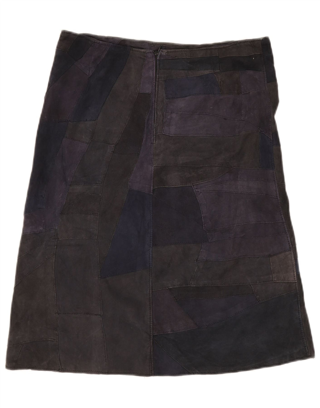 VINTAGE Γυναικεία Suede Φούστα UK 10 Small W28 Πολύχρωμο Patchwork Δερμάτινο