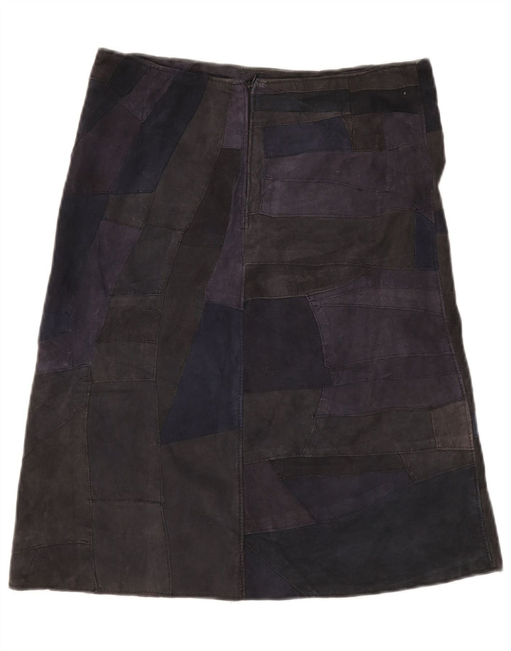 VINTAGE Γυναικεία Suede Φούστα UK 10 Small W28 Πολύχρωμο Patchwork Δερμάτινο