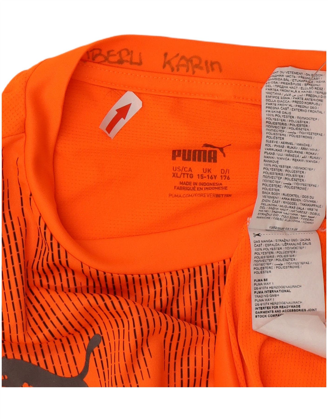 Puma Boys T-Shirt Top 15-16 ετών XL Πορτοκαλί γεωμετρικός πολυεστέρας
