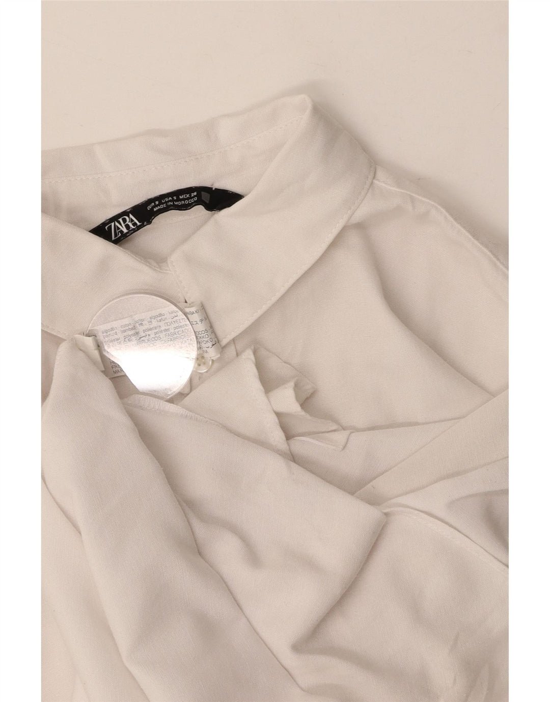 ZARA Γυναικείο πουκάμισο Oversized UK 10 Small White Βαμβακερό