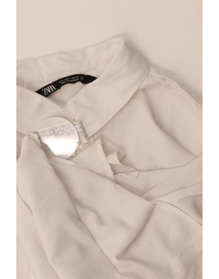 ZARA Γυναικείο πουκάμισο Oversized UK 10 Small White Βαμβακερό