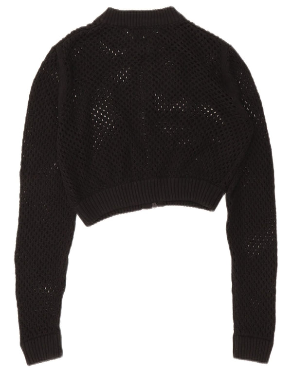 Zara Γυναικείο πουλόβερ Crop See Through Cardigan UK 12 Medium Black