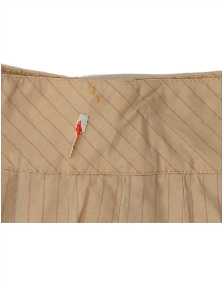 Zara Γυναικεία Mini Wrap Φούστα Medium W28 Beige Pinstripe Cotton