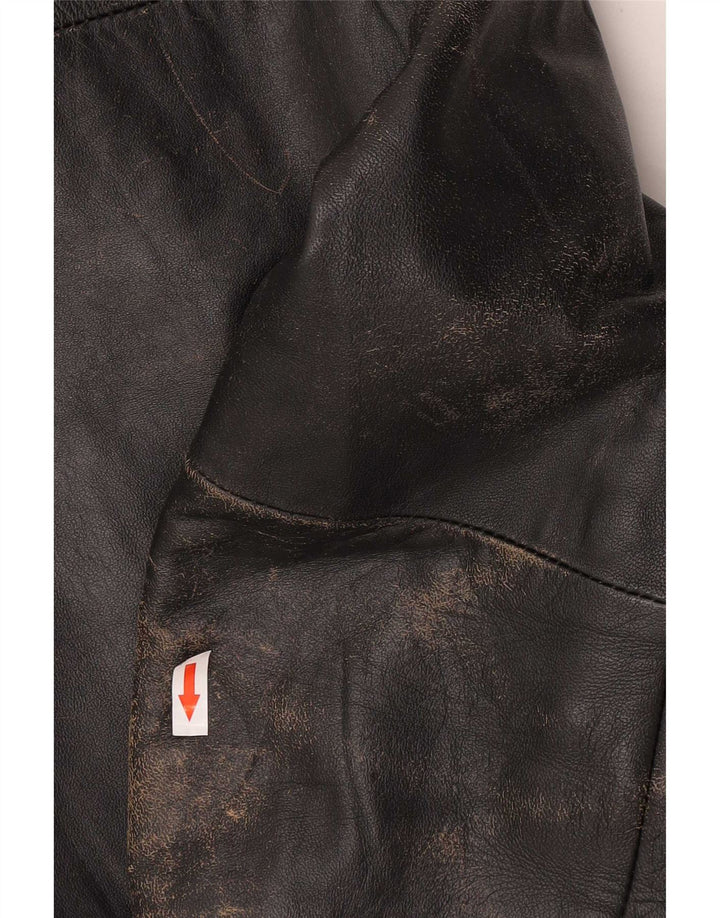 Vintage Ανδρικό Biker Δερμάτινο Μπουφάν IT 54 2XL Μαύρο Δερμάτινο