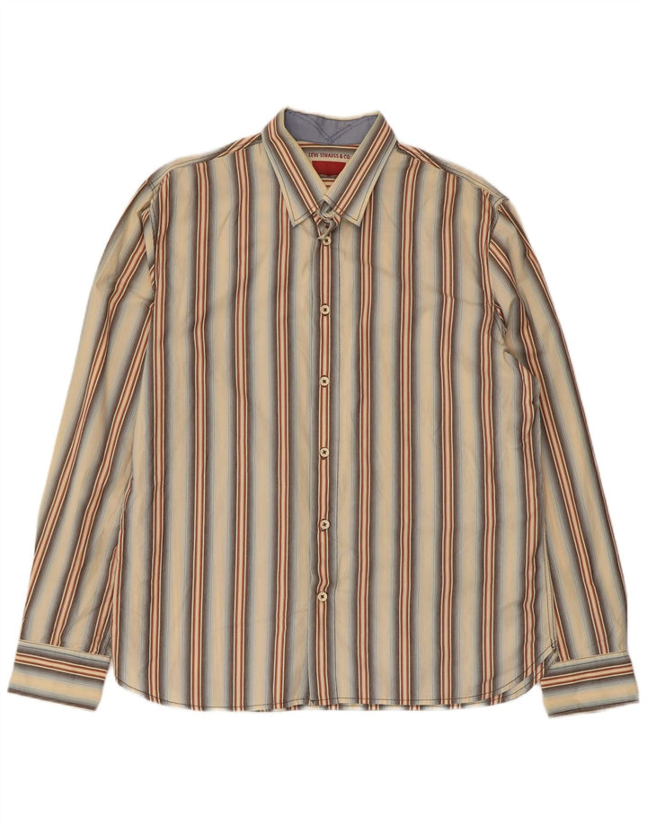 Ανδρικό πουκάμισο Levi's Large Beige ριγέ βαμβακερό