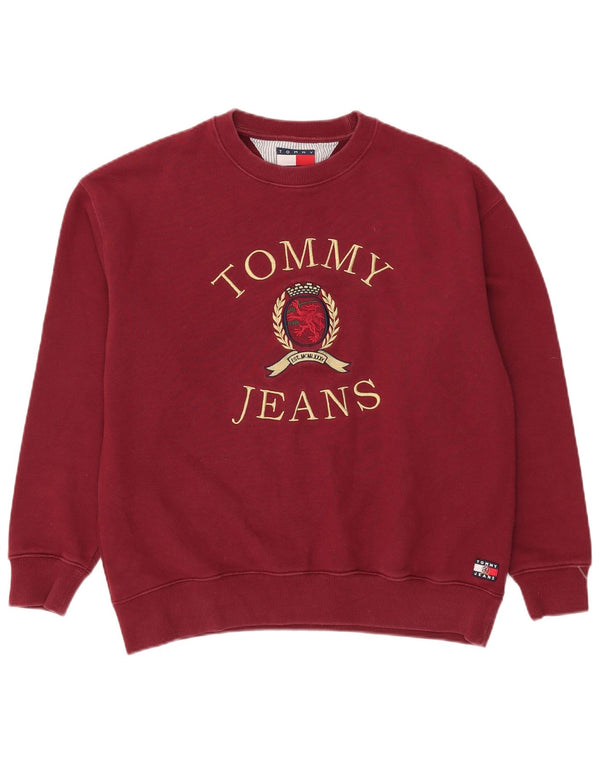 Γραφικό ανδρικό φούτερ Tommy Hilfiger Jumper Μεσαίο μπορντό βαμβακερό