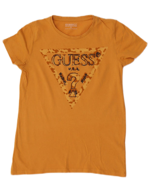 Γραφικό μπλουζάκι Guess Girls Top 13-14 ετών κίτρινο βαμβακερό