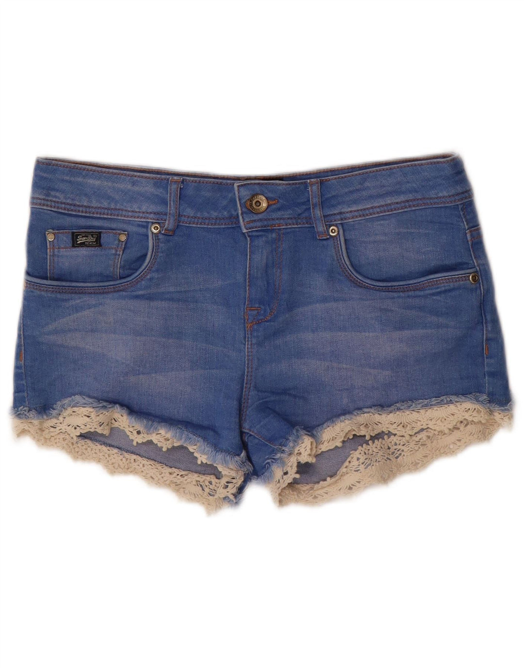Γυναικείο τζιν σορτς SUPERDRY W26 Μικρό μπλε βαμβακερό