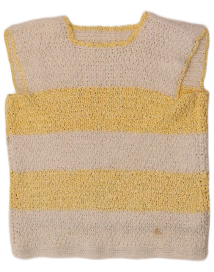 Vintage γυναικείο γιλέκο Tank Top UK 14 Medium White ριγέ