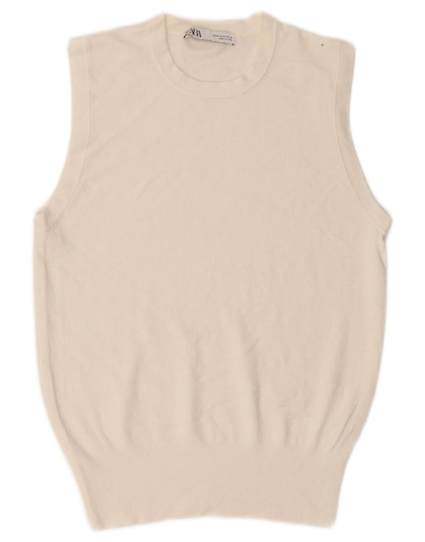 Zara Γυναικείο Γιλέκο Tank Top UK 12 Medium Off White Viscose