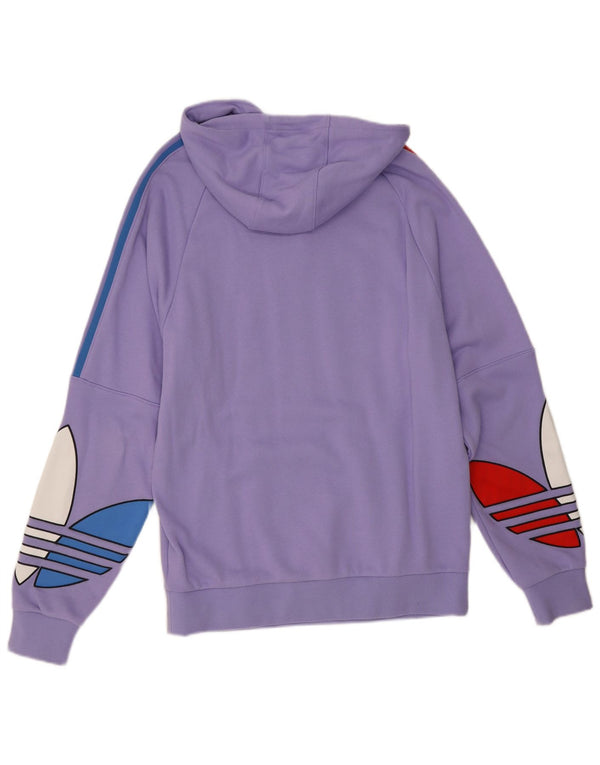 Adidas Γυναικείο Γραφικό Hoodie Jumper UK 16 Μεγάλο Βαμβακερό Μωβ