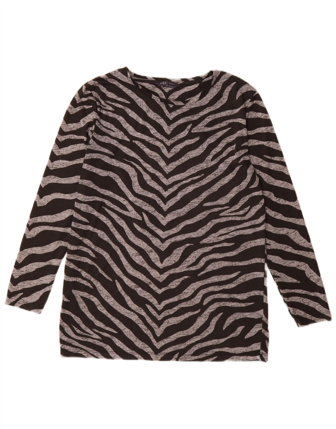 Marks & Spencer Γυναικείο τοπ μακρυμάνικο UK 12 Medium Black Animal print