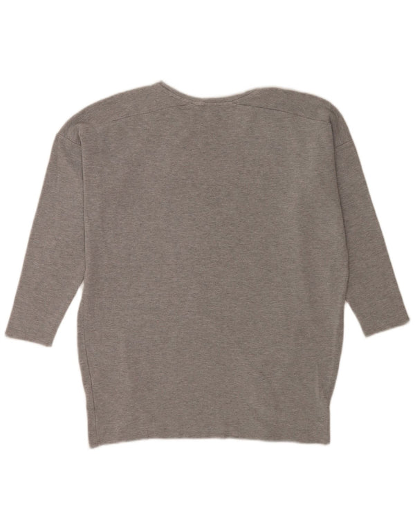 Topshop Womens Oversized Top 3/4 Sleeve UK 12 Medium Grey Viscose