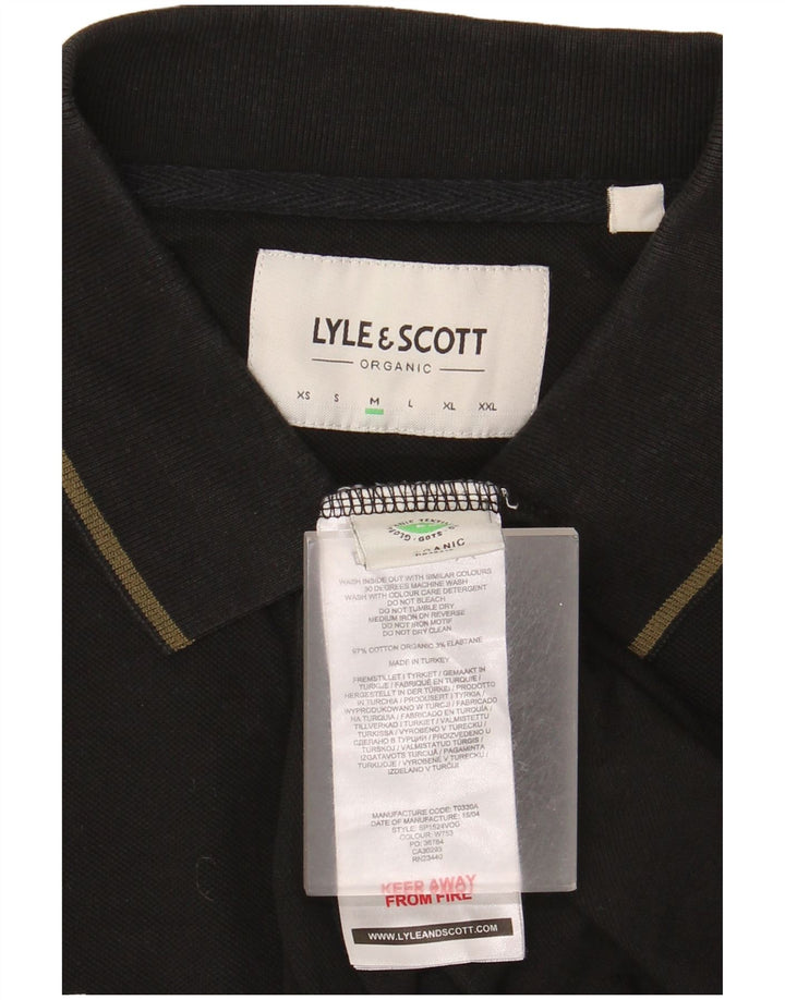 Ανδρικό πουκάμισο πόλο Lyle & Scott, μεσαίο μαύρο βαμβακερό