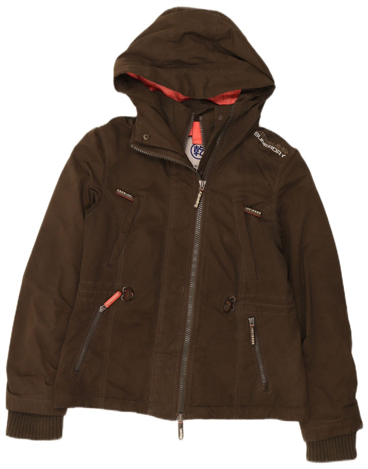 Superdry γυναικείο μπουφάν με κουκούλα αντιανεμικό UK 14 Medium Khaki Polyester