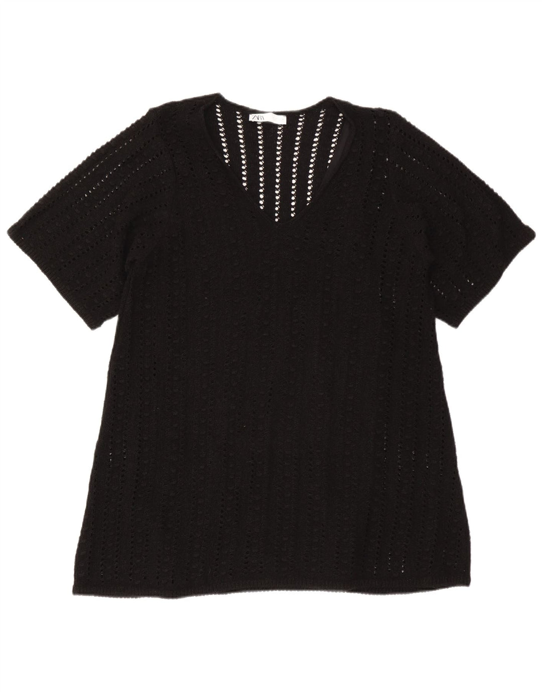 Zara Γυναικεία Μπλούζα Oversized Top UK 10 Small Black Polyester
