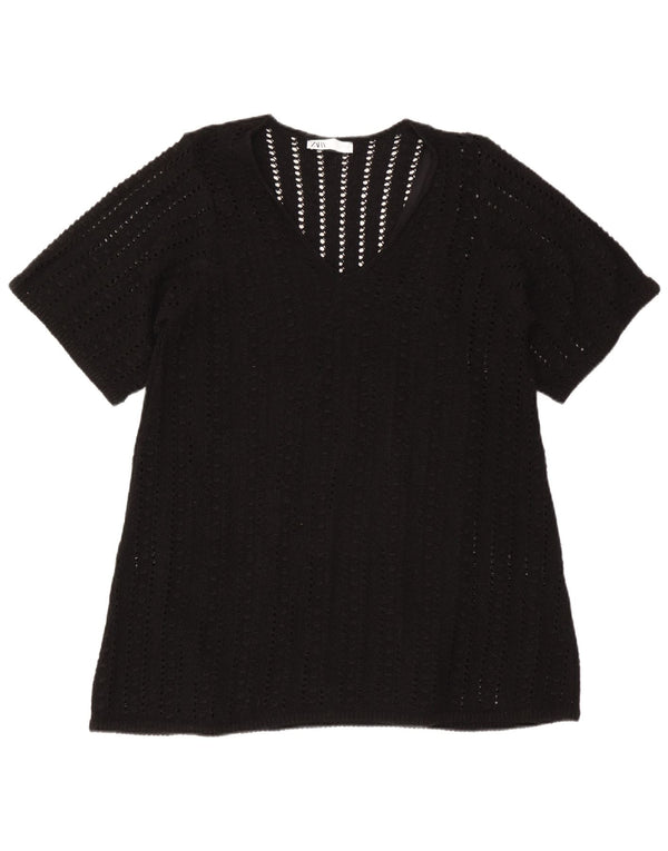 Zara Γυναικεία Μπλούζα Oversized Top UK 10 Small Black Polyester