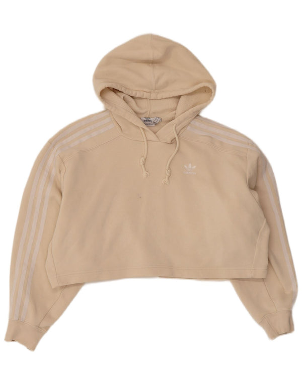 Adidas Γυναικείο Crop Oversized Hoodie Jumper UK 6 XS Μπεζ βαμβακερό