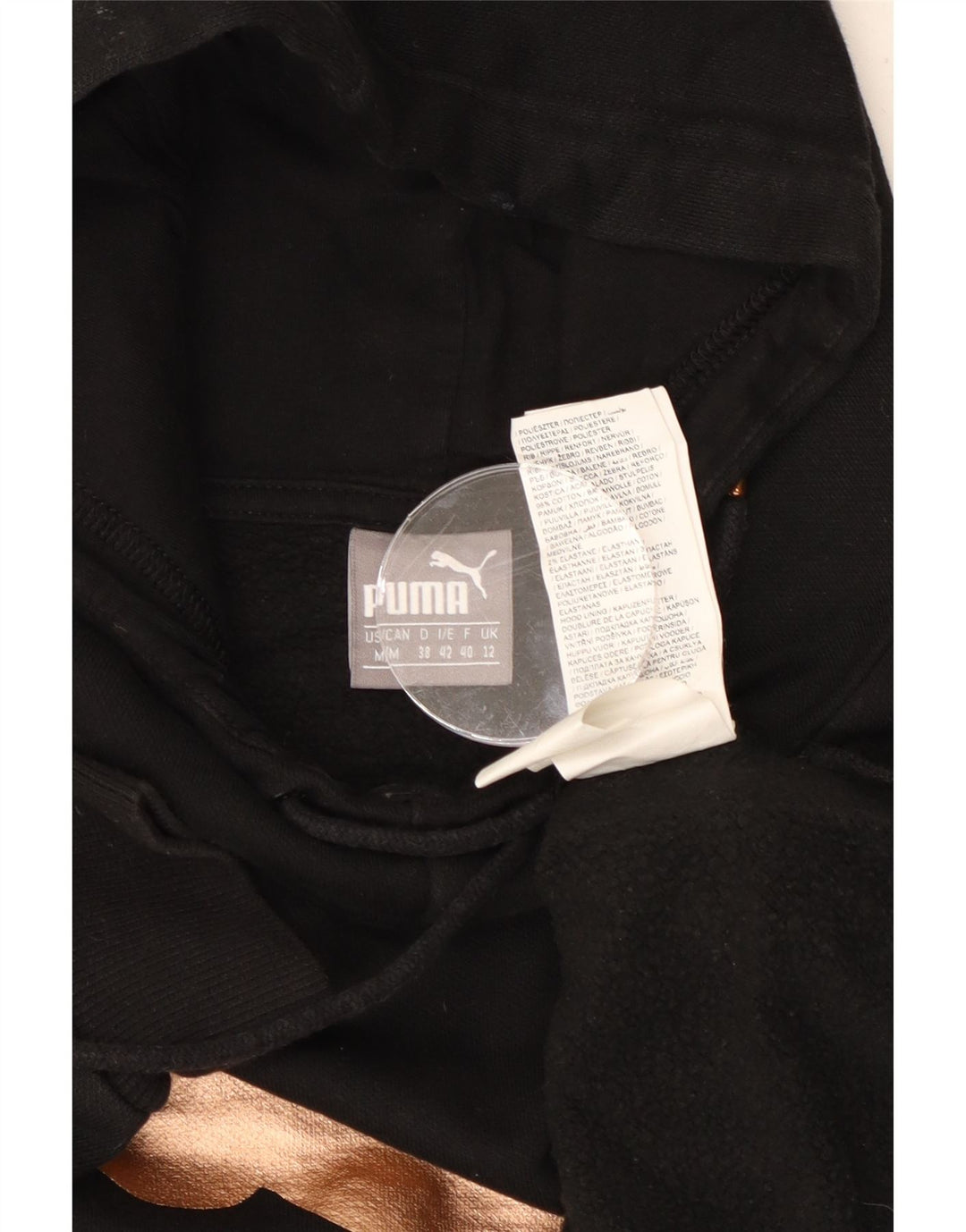 Γυναικείο PUMA Oversized Graphic Crop Hoodie Jumper UK 12 Medium Black