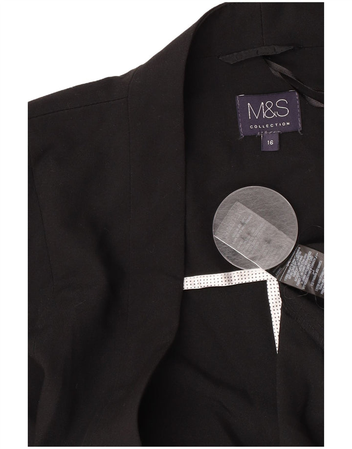 Marks & Spencer Γυναικείο Open Blazer Jacket UK 16 Large Black Polyester