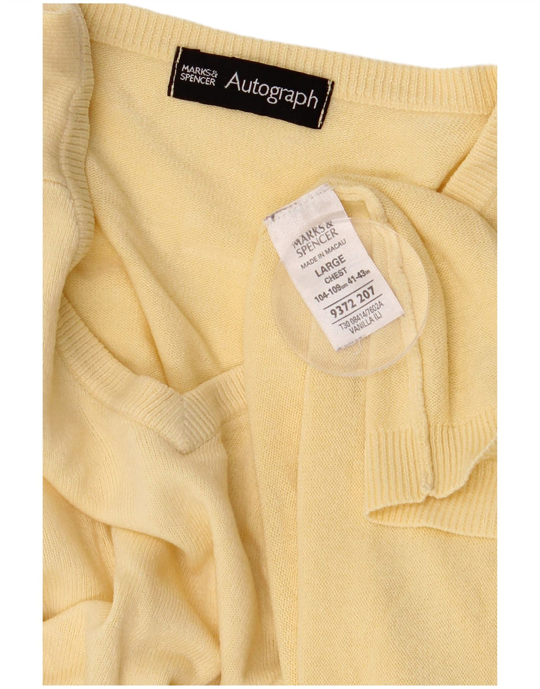 Marks & Spencer Ανδρικό πουλόβερ αυτόγραφο με λαιμόκοψη V-λαιμόκοψη μεγάλο κίτρινο ακρυλικό