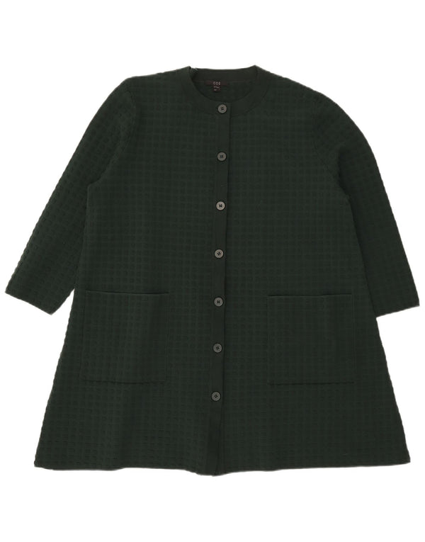 Cos Womens Longline 3/4 Sleeve Cardigan Sweater UK 14 Medium Green Cotton
