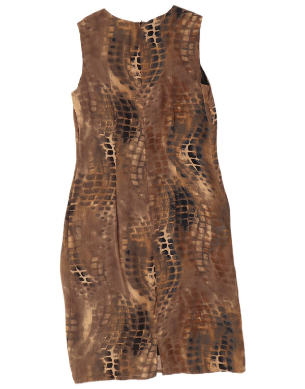 WALLIS Womens Sleeveless Sheath Dress UK 10 Small Brown Geometric Viscose