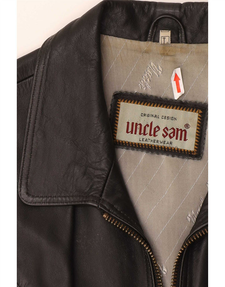 Uncle Sam Mens Leather Gilet Large Black Leather