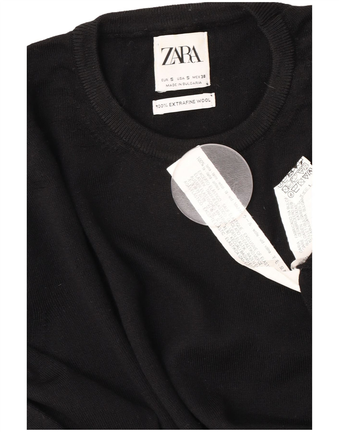 Ανδρικό πουλόβερ Zara Crew Neck Jumper Μικρό μαύρο μάλλινο
