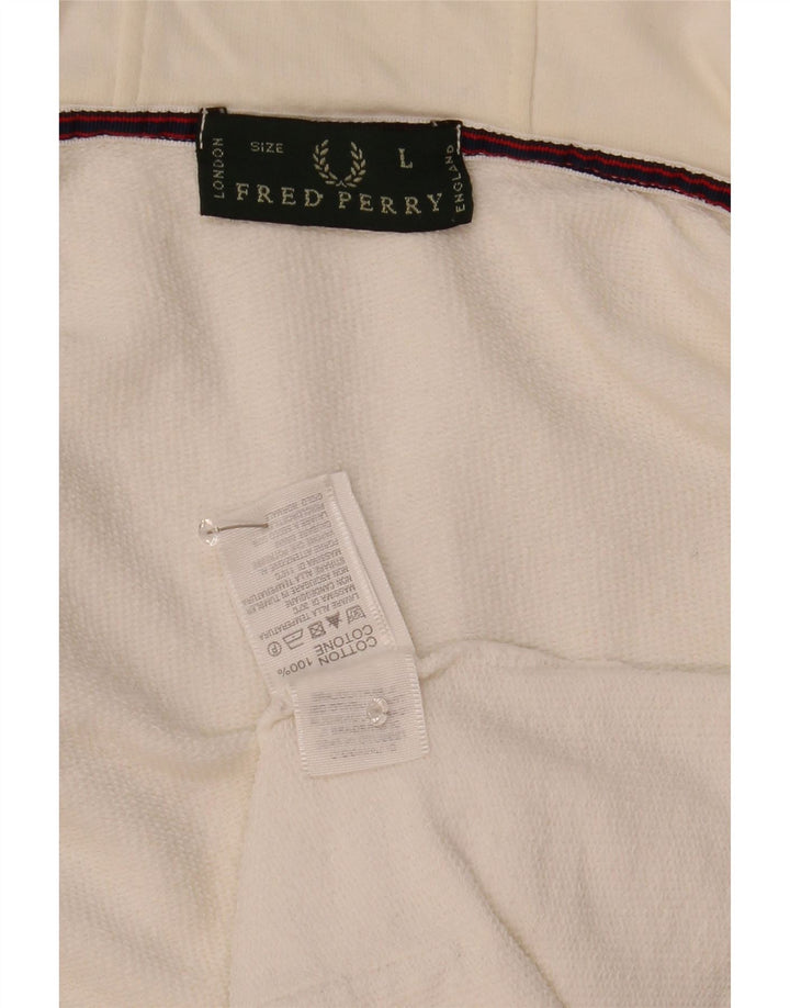 Fred Perry Ανδρικό πουλόβερ με κουκούλα με φερμουάρ μεγάλο λευκό βαμβακερό