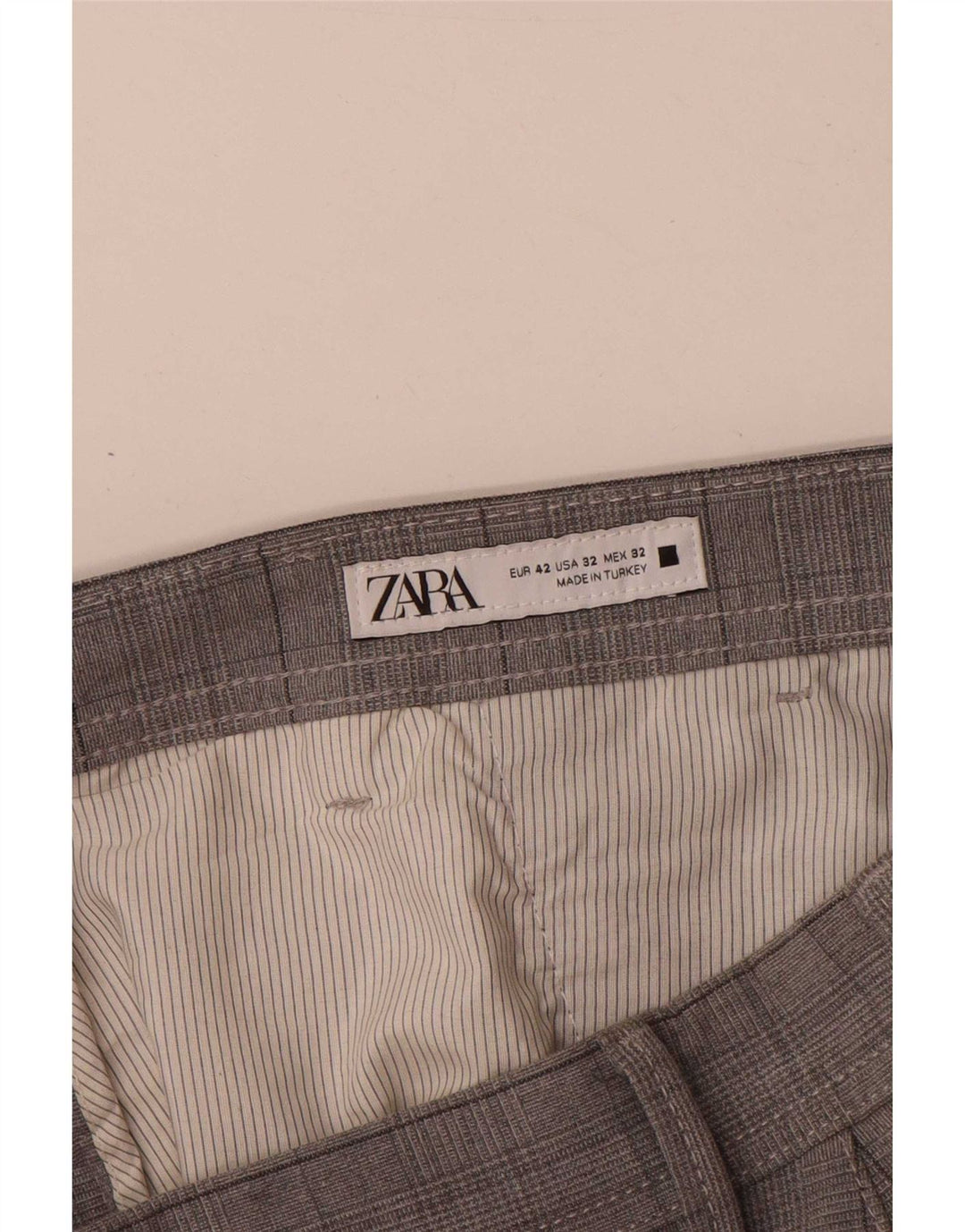 Zara Ανδρικό Slim παντελόνι Chino EU 42 Large W32 L30 Grey Check Polyester