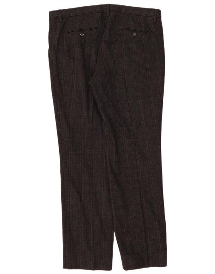 Ανδρικό ίσιο παντελόνι Trussardi W36 L33 Grey Check Wool