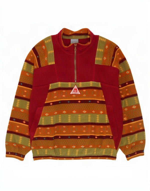 Vintage Ανδρικό φερμουάρ Fleece Jumper XL Πολύχρωμο Γεωμετρικό