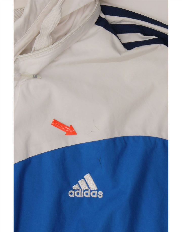 Adidas Ανδρικό μπουφάν βροχής με κουκούλα UK 40 Large Navy Blue Colorblock Πολυεστέρας