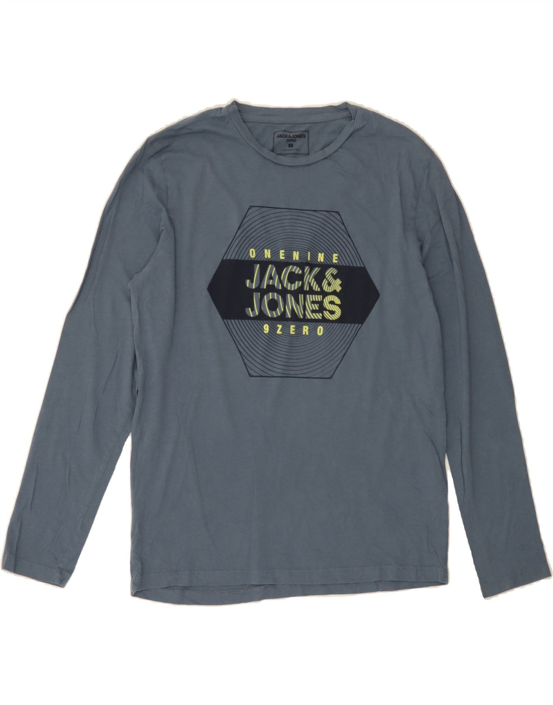 JACK & JONES Mens Graphic Top Long Sleeve Medium Navy Blue Cotton Vintage Jack & Jones and Second-Hand Jack & Jones from Messina Hembry 