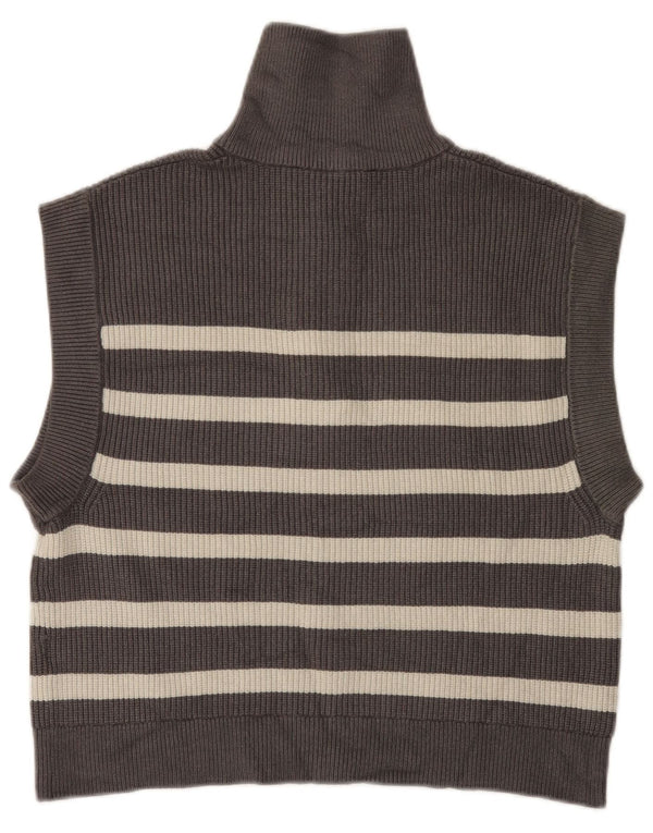 Zara γυναικείο γιλέκο με φερμουάρ Tank Top UK 14 Medium Grey ριγέ