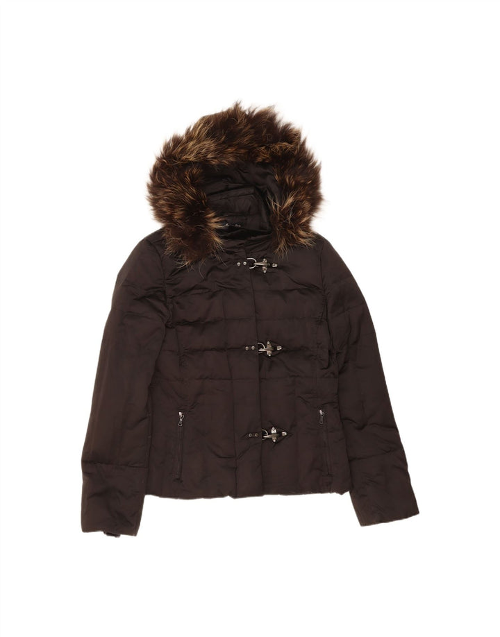 FAY Womens Hooded Padded Jacket UK 16 Large Black Polyester