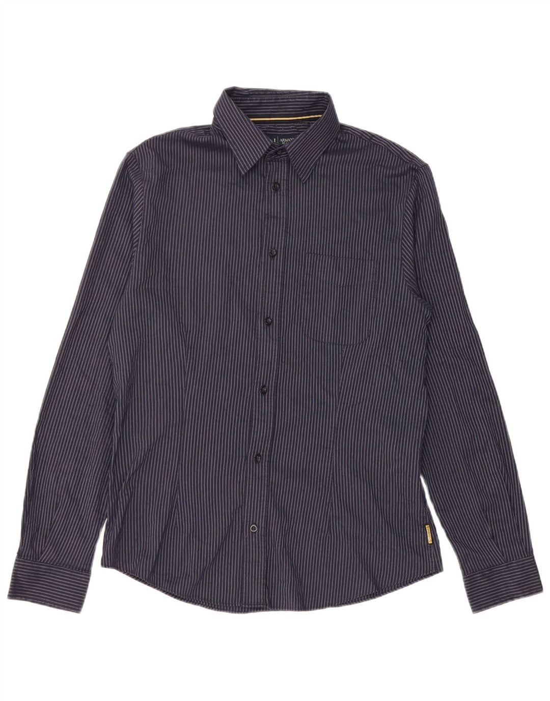 Armani Ανδρικό καρό πουκάμισο κανονικής εφαρμογής Μεγάλο μπλε ναυτικό ριγέ πολυεστέρα